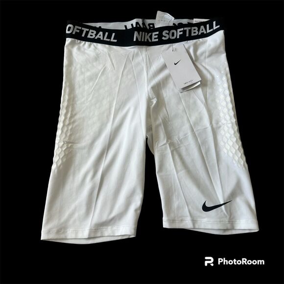 Nike Dri-Fit Softball Shorts Size L Womens Compression Training White AV6633-100 - Picture 1 of 4
